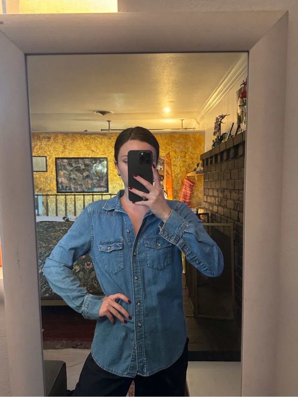 Top Shop Classic Light Blue Denim Button-Up Shirt